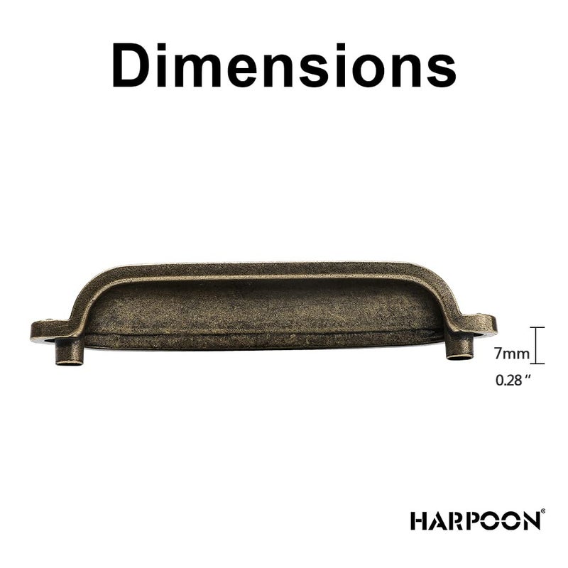 HARPOON Cup Handle Pulls Kitchen Drawer Cabinet Hardware European Style 3 Inch 10 Pack Antique Brass - Image 4